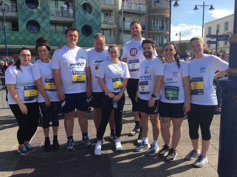 Runners in MAC Scaffolding shirts before the Cardiff Half Marathon