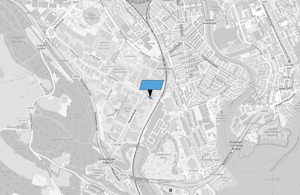 Map showing MAC Scaffolding's head office on Fleet Way, off Penarth Road, Cardiff — opens Google Maps